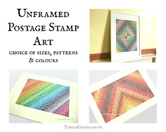 Large Unframed Postage Stamp Wall Art - Choose size, pattern & colours