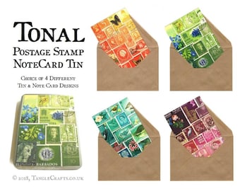 Tonal Collection Gift Tin - Mixed Set of Colourful Stamp Art Note Cards