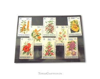 Vintage flowers postage stamp set - Indonesia, 1965