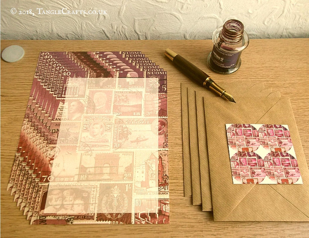 Writing Paper Set Postage Stamp Writing Set Penpal Letter | Etsy