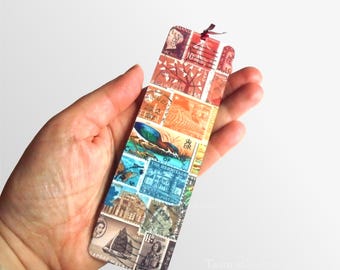 Sunset Heron - Aluminium Bookmark with Postage Stamp Print