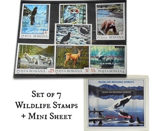 Oversized Wildlife Stamp Set inc Souvenir Sheet - Romania 1992