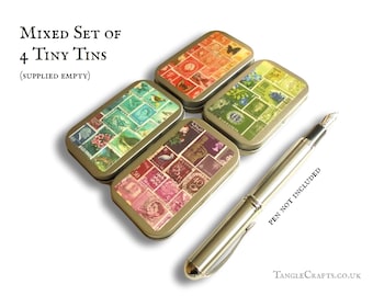 Set of 4 Tiny Decorative Storage Tins