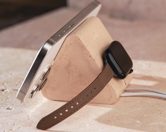 MagSafe Charging Station for iPhone & Apple Watch | Handmade Stone Charging Dock | Minimalist Nightstand Charger