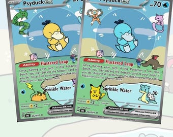 Aangepaste Bubbel Psyduck kaarten! Op maat gemaakt