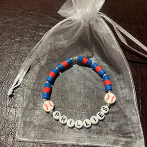 Philadelphia Phillies Bracelet! Custom Design! Red and Blue! Handmade with Clay Beads!