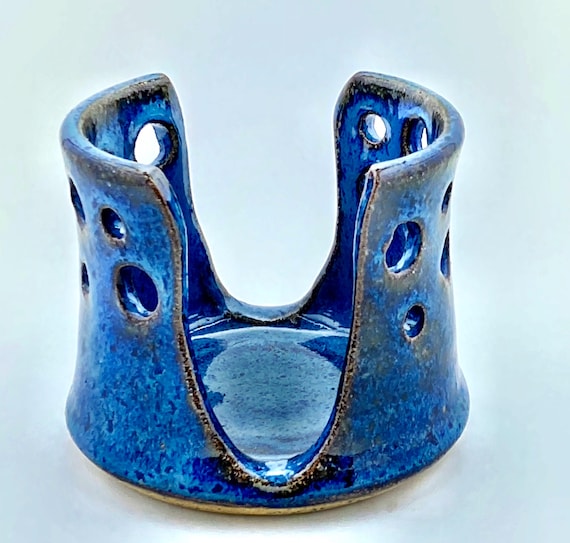 Floating Blue Sponge Holder, Ceramic Napkin with Glaze