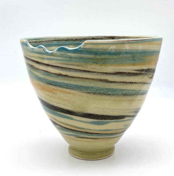 Marbled Ceramic High Bowl