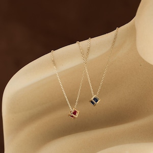 Minimalist Birthstones Necklace, Custom Birthstone Necklace, Daily Necklace, Womens Necklace, Birthstone Jewelry, Personalized Gifts for Her