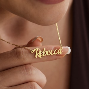 Personalized Name Necklace, Custom 18K Gold Plated Name Necklace, Sterling Silver Name Necklace, Personalized Jewelry, Birthday Gift for Her