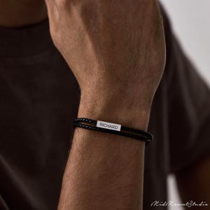 Personalized Leather Bracelet, Custom Name Bracelet for Men, Engraved Bracelet, Dad Bracelet, Fathers Day Gift, Gift for Him, Mens Gift