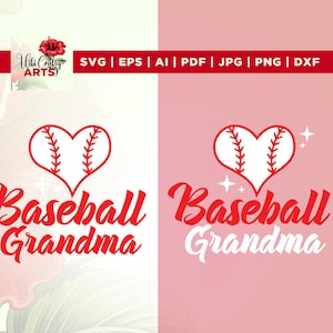 Nonna da baseball in formato SVG, Cuore da baseball in formato SVG, Cricut, PNG, SVG, sublimazione, Silhouette, Maglietta da nonna sportiva, Sublimazione, Nonna da softball,