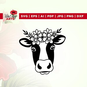 Floral Cow svg, Baby Cow svg, Cute Cow svg, Cricut, Png, Svg, sublimation, Silhouette, Floral Animal svg, Floral Farm Animal svg, Cow Svg