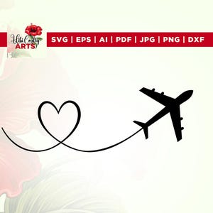 Avión svg, Corazón svg, Viajes svg, Cricut, Png, Svg, sublimación, Avión corazón svg, Vacaciones svg, niños svg, avión svg, png, eps, Cricut