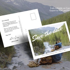 de Carte postale avec photo à thème « fugue » | Cérémonie intime d'aventure en plein air | Petit mariage | Élopement du parc national