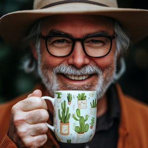 Desert Cactus Ceramic Mug Succulent Coffee Cup Desert Funny Coffee Mug Secret Santa Cactus Coffee Mug Botanical Kitchen Decor Gardener Gift