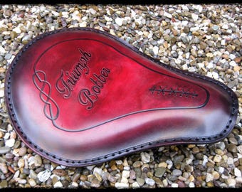 Triumph Bobber Red. Motorcycle Seat. Custom Bobber.