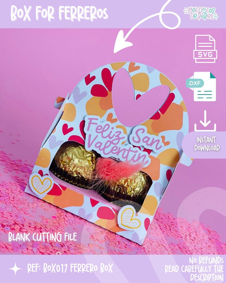 Valentine’s Day Ferrero Gift Box DIY SVG & DXF Cutting File for Cricut ...