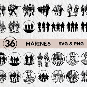 Marines SVG Bundle: Silhouette, Clipart, Vector (Digital Download)