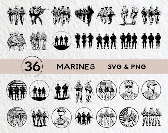 Marines SVG Bundle: Silhouette, Clipart, Vector (Digital Download)