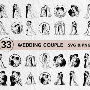Wedding Couple SVG Bundle: Silhouette Clipart, Vector Logo (PNG)