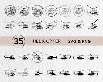 SVG-bundel helikopter: silhouet clipart, Cricut cut-bestanden