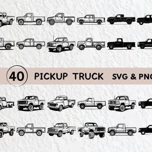 Pickup Truck Svg Bundle, Pickup Truck Silhouette, Pickup Truck Clipart Png, Pickup Truck Outline, Pickup Truck Vector, Pickup Logo Icon Svg