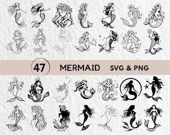Mermaid SVG Bundle: Silhouette Clipart, Cricut Decals (PNG)