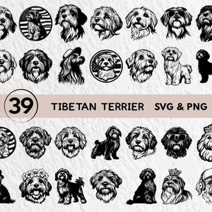 Tibetan Terrier Svg Bundle, Tibetan Terrier Silhouette, Tibetan Terrier Clipart, Tibetan Terrier Outline, Tibetan Terrier Logo Icon Png File