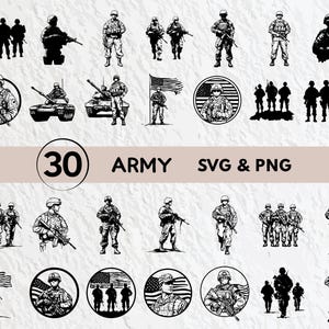 Army SVG Bundle: Silhouette Clipart, Cricut Cut Files (Digital Download)