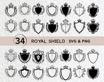 Royal Shield SVG-paket: Vektorlogotypikon, Cricut-filer (PNG)