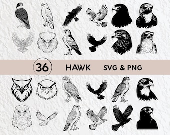 Hawk SVG Bundle: Silhouette Clipart, Vector Graphics (PNG, Cricut)
