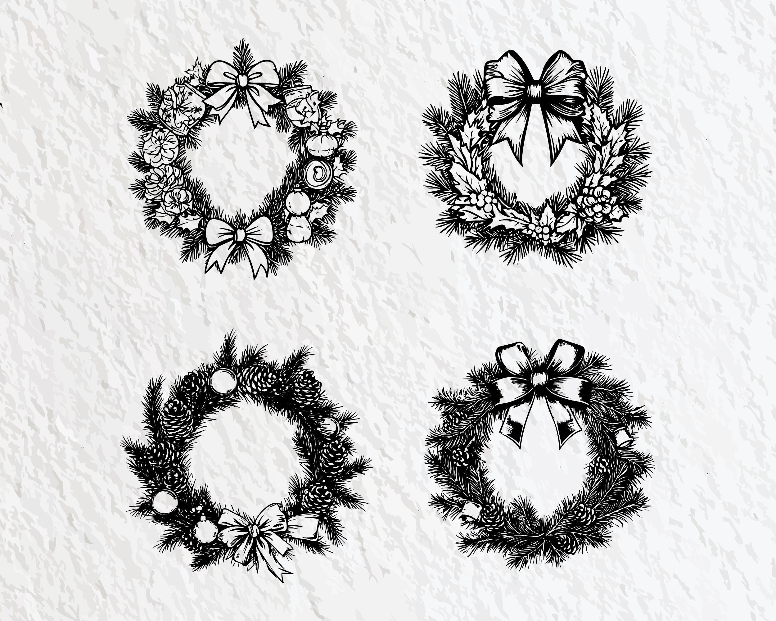 Christmas Wreath SVG Bundle: Holiday Clipart, Cricut Cut Files (digital ...
