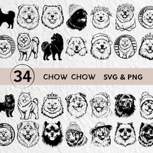 Chow Chow SVG Bundle: Dog Silhouette, Clipart, and Vector (Digital Download)