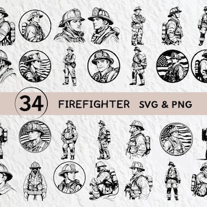 Firefighter Svg Bundle, Firefighter Png Outline, Firefighter Art Png, Firefighter Cricut Gift File, Firefighter Decal, Firefighter Logo Icon