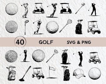 Golf SVG Bundle: Silhouette Clipart, Vector Decal (PNG)
