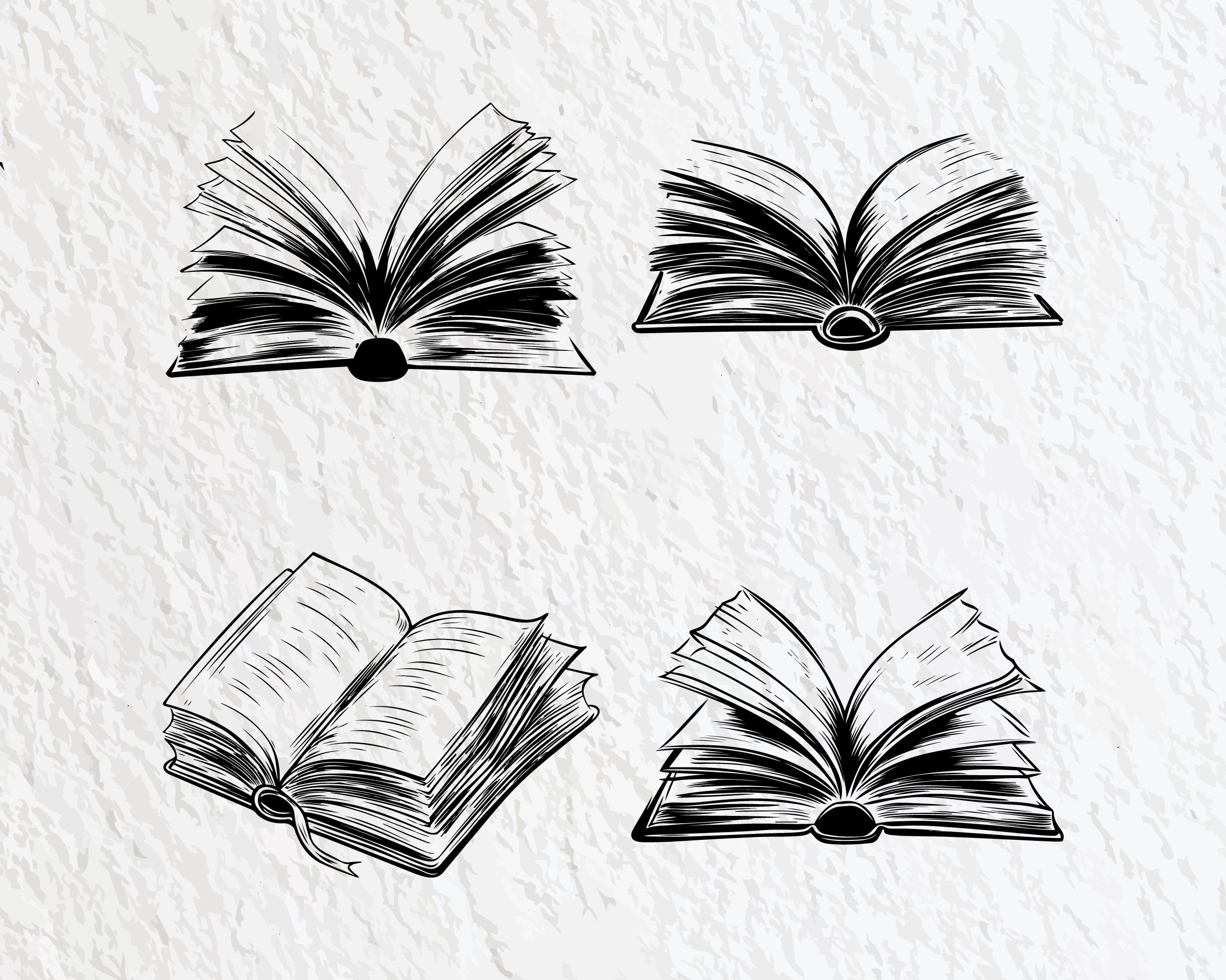 Open Book SVG Bundle: Silhouette Clipart, Logo Icon (digital Download ...