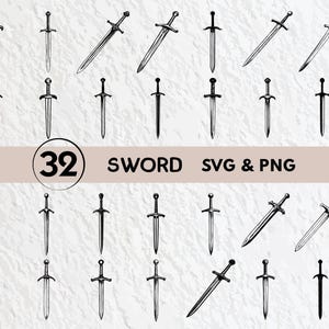 Sword Svg Bundle, Sword Silhouette, Sword Clipart Png, Sword Outline, Sword Vector, Sword Logo, Sword Icon, Sword Decal Set Cut Files Cricut