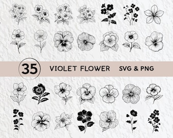 Paquete SVG de flores violetas: imágenes prediseñadas florales, logotipo vectorial (PNG, SVG)