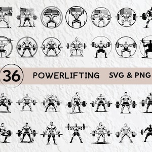 Powerlifting SVG Bundle: Silhouette Vector Logo Icon (Digital Download)