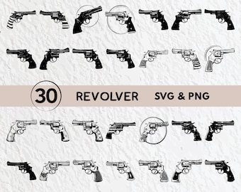Revolver SVG-bundel: silhouet, clipart, vector (PNG, Cricut-bestanden)