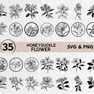 Honeysuckle Flower SVG Bundle: Floral Clipart, Vector Cut Files