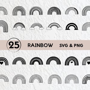Rainbow SVG Bundle: Silhouette Clipart, Logo Icon Decal (PNG, Vector)