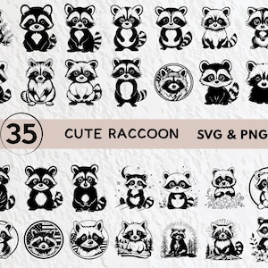 Cute Raccoon Svg Bundle, Cute Raccoon Silhouette, Cute Raccoon Clipart Png, Cute Raccoon Vector, Cute Raccoon Logo Icon Cricut Decal Files