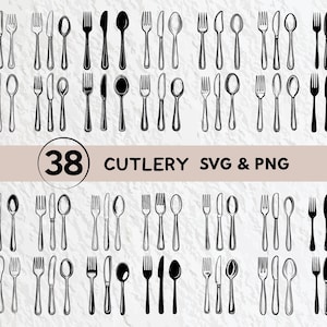 Cutlery Silhouette Bundle Png, Cutlery Svg Outline, Cutlery Lover Png, Cutlery Cricut File Gift, Cutlery Decal Cricut, Cutlery Icon Logo Svg