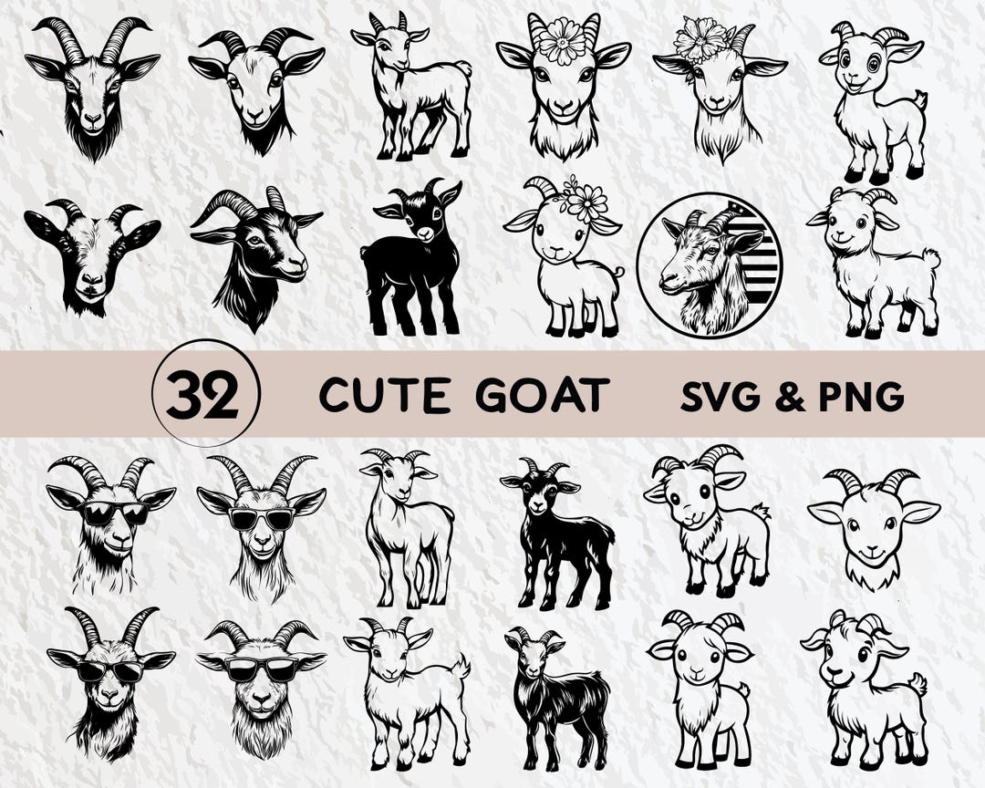 Cute Goat SVG Bundle, Clipart PNG, Cricut Decal Set - Etsy