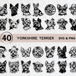 Yorkshire Terrier SVG Bundle: Dog Silhouette Clipart (PNG, SVG)