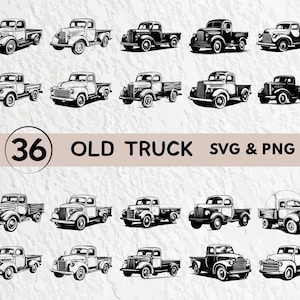 Old Truck SVG Bundle: Vintage Clipart, Vector Logo Icon (PNG, Cricut Files)