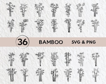 Paquete SVG de silueta de bambú: imágenes prediseñadas, logotipos e iconos (descarga digital)