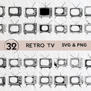 Retro Tv Svg Bundle, Retro Tv Silhouette, Retro Tv Clipart Png, Retro Tv Outline, Retro Tv Vector, Retro Tv  Logo Icon Cricut Decal Files